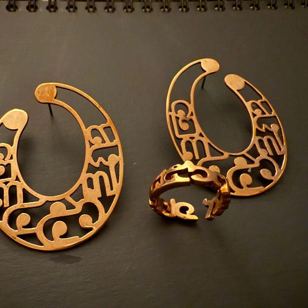 Elegant Gold Hoop Earrings and Ring Set